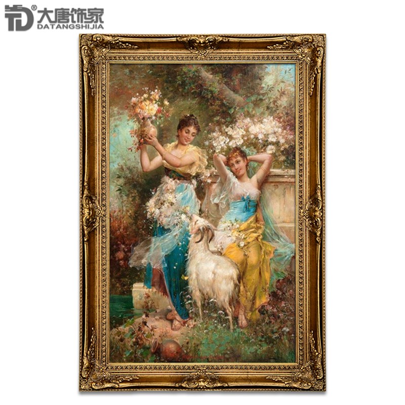 手绘豪华欧式玄关油画客厅装饰画  别墅巨幅挂画 天使人物油画A27图片