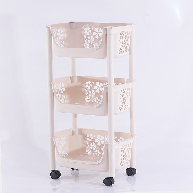 厨房多层叠加蔬菜置物架卫生间3层塑料蔬菜筐 浴室用品加厚收纳架