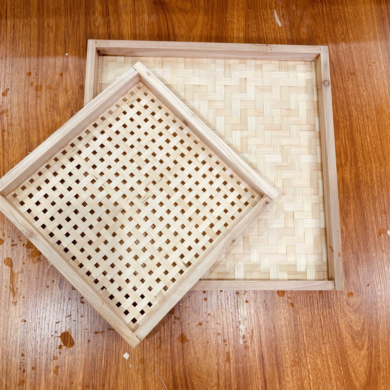 长方形竹编簸箕墙挂画框绘画竹筛子通用家用晾晒簸箕屏风隔断竹筐