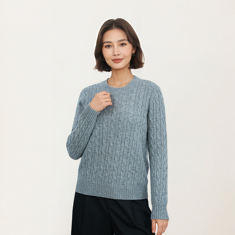 【天天yoko&LABULL】圆领毛针织衫100绵羊毛提花休闲长袖1N6003