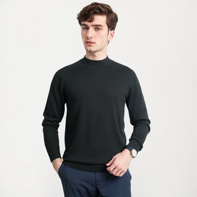 【大潘专享】加厚可机洗半高领美丽诺绵羊毛男士针织羊毛衫HM232