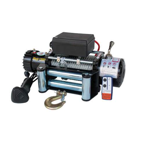 SHAWSON 电动绞盘12v 12000LBS 24v电动绞盘遥控钢丝绳拉力强