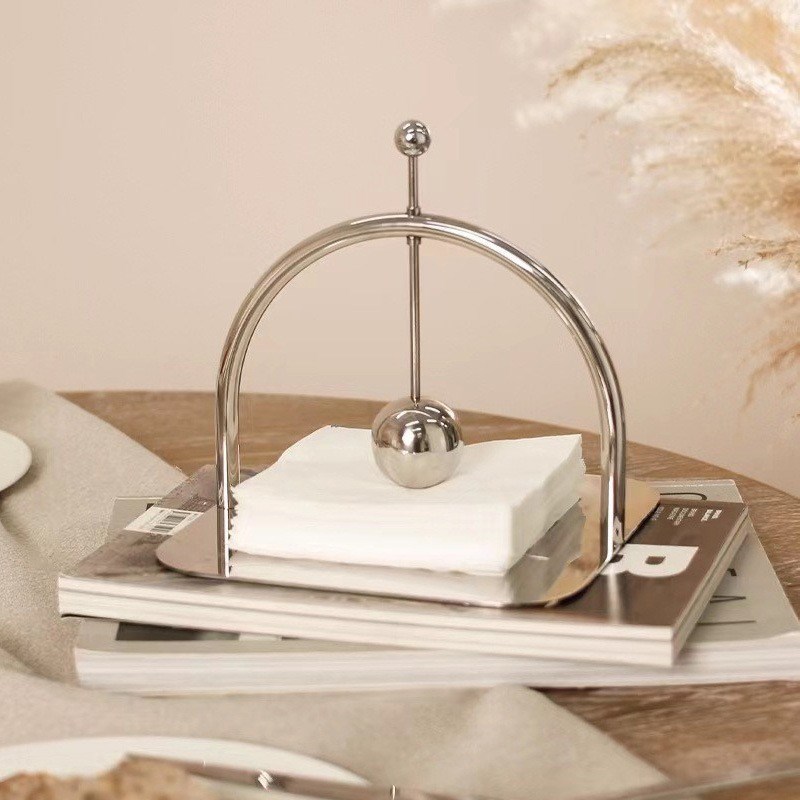 创意不锈钢纸巾架酒店餐厅餐桌轻奢餐巾架软装饰品摆设压纸器