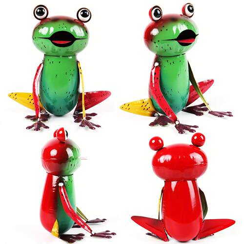 Metal Yard Art Garden Decor For Outside Cute Frog Lawn跨境