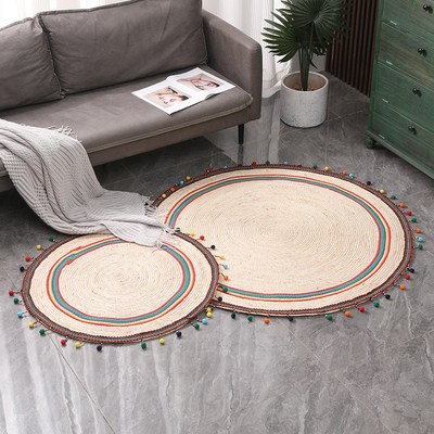 蒲草镂手工地垫客厅卧室榻榻米亚麻地毯茶几床边中式地毯厂家直供