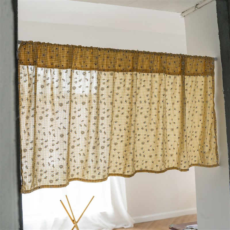 日式韩式清新花朵装饰短帘小窗户阳台厨房半帘走道隔断门帘免打孔