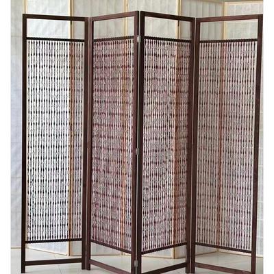 2023新款中式实木格子屏风隔断墙木格栅玄关客厅酒店折叠移动 隔