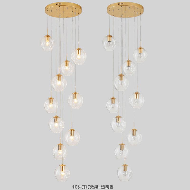 北欧创意楼梯吊灯复式楼别墅客厅餐厅吊灯现代家用旋转楼梯长吊灯