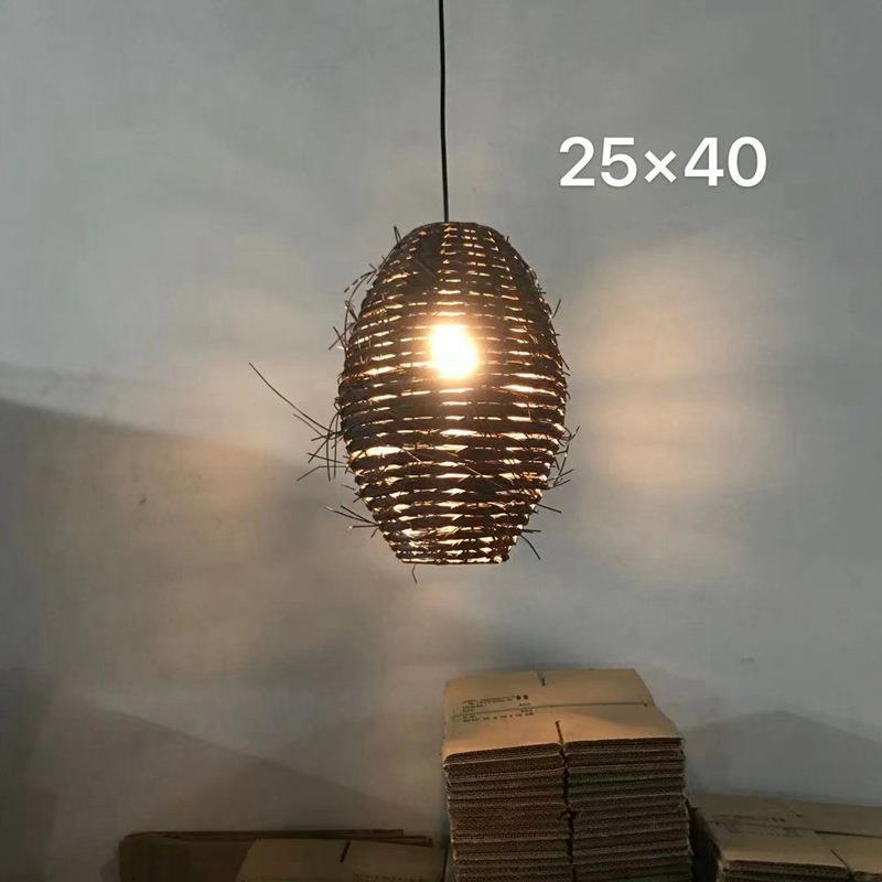 田园餐厅饭店民宿茶室卧室阳台日式灯笼藤艺鸟巢咖啡厅吧台吊灯