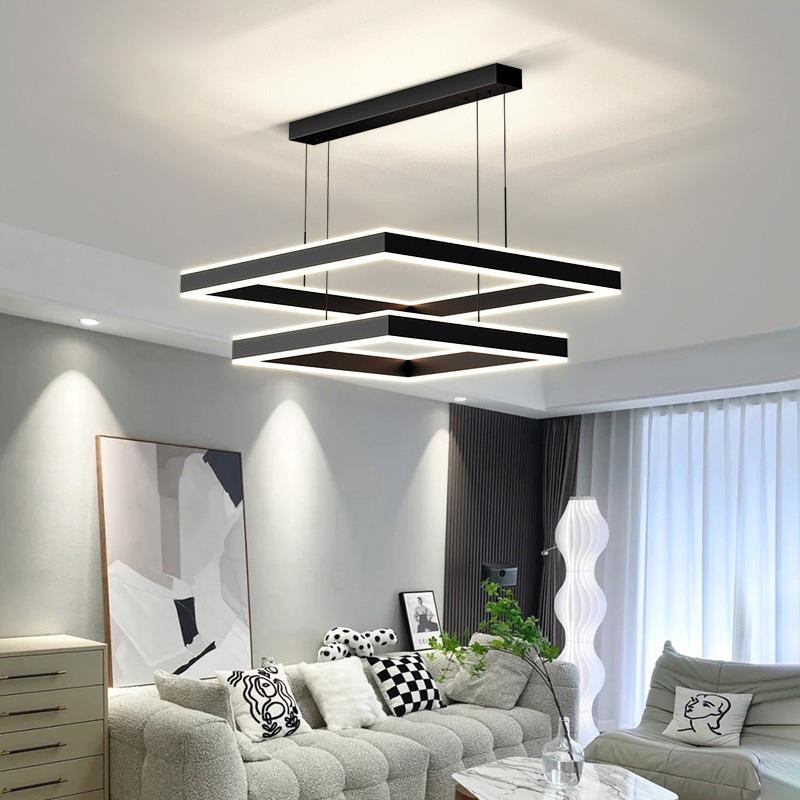 客厅吊灯现代简约大气几何餐厅主灯中山灯具全屋套餐组合
