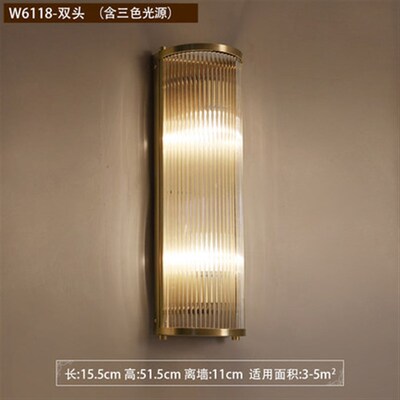 新款美式后现代轻奢全铜壁灯清光玻璃条客厅卧室过道灯楼梯装饰灯