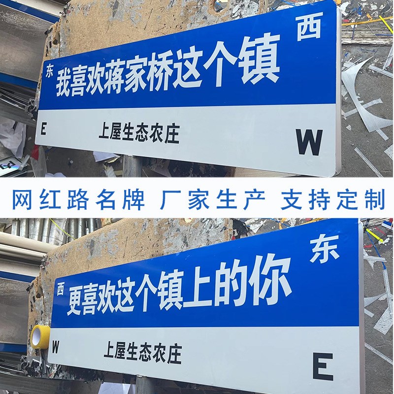 路指路牌 路牌标牌 网红路双向T型城市街道指示牌