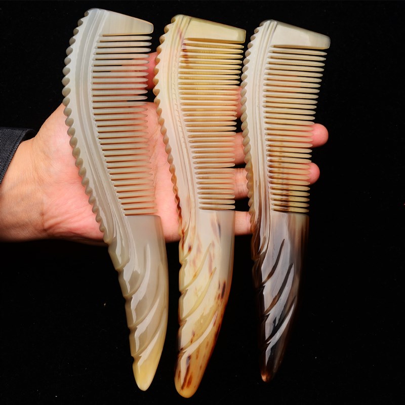 加厚牛角梳加厚羊尖梳大号翘尾美发梳羊角大号牛角梳天然工厂直发