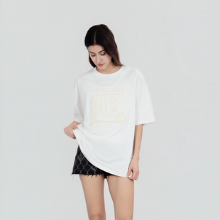 牙刷绣宽松学院风设计感白色短袖 男女款 t恤 PEISKOS卡珮施 KAR