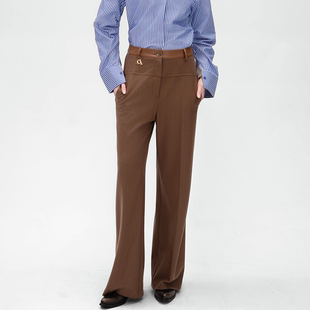 显瘦长裤 梭织简约撞色条纹直筒裤 女 PEISKOS卡珮施 KAR