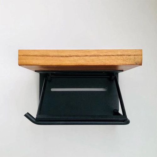 跨境简约木头金属浴室纸巾架收纳架手纸卷纸卫生间手机置放架