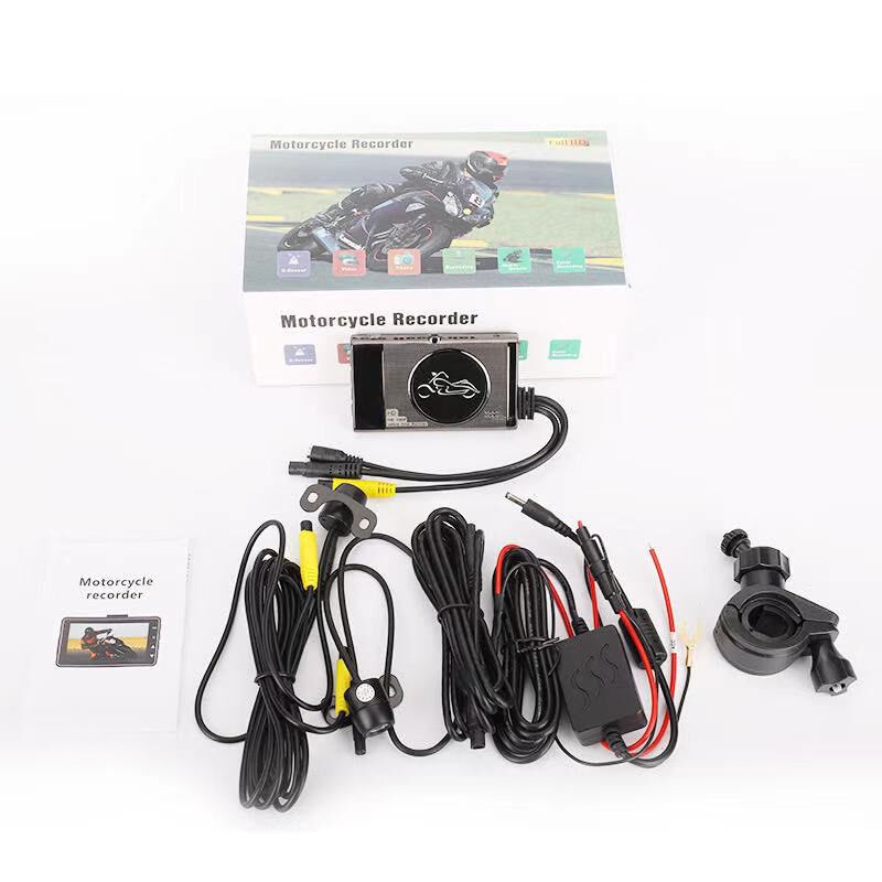 3.0寸 摩托车行车记录仪高清防水镜头金属外观前后双录骑行记录仪
