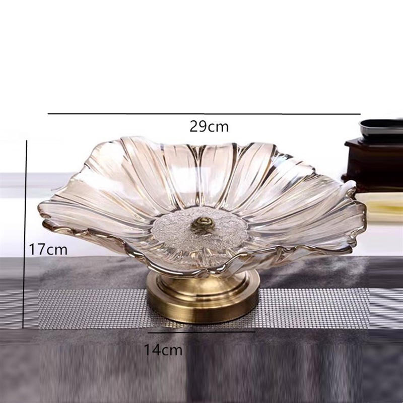 欧式餐厅创意茶几水晶水果盘玻璃果盘美式现代水晶玻璃摆件四件套