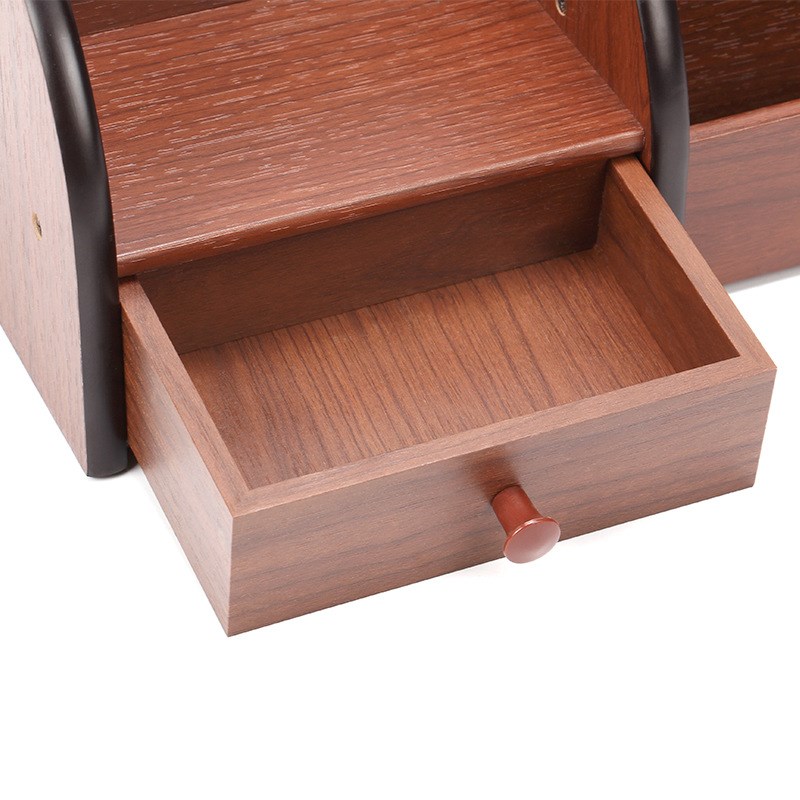 简约木质多功能方形笔筒笔座学生桌面文具收纳盒办公桌摆件名片座