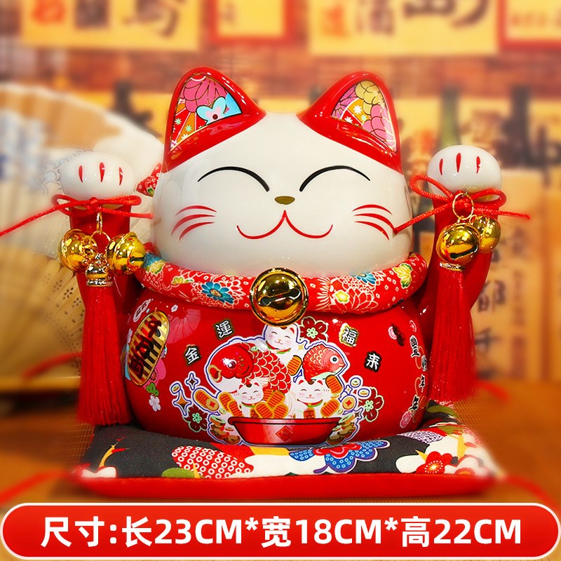 福缘猫新款龙年招财猫摆件银行企业开年红商务礼品陶瓷招财猫定制