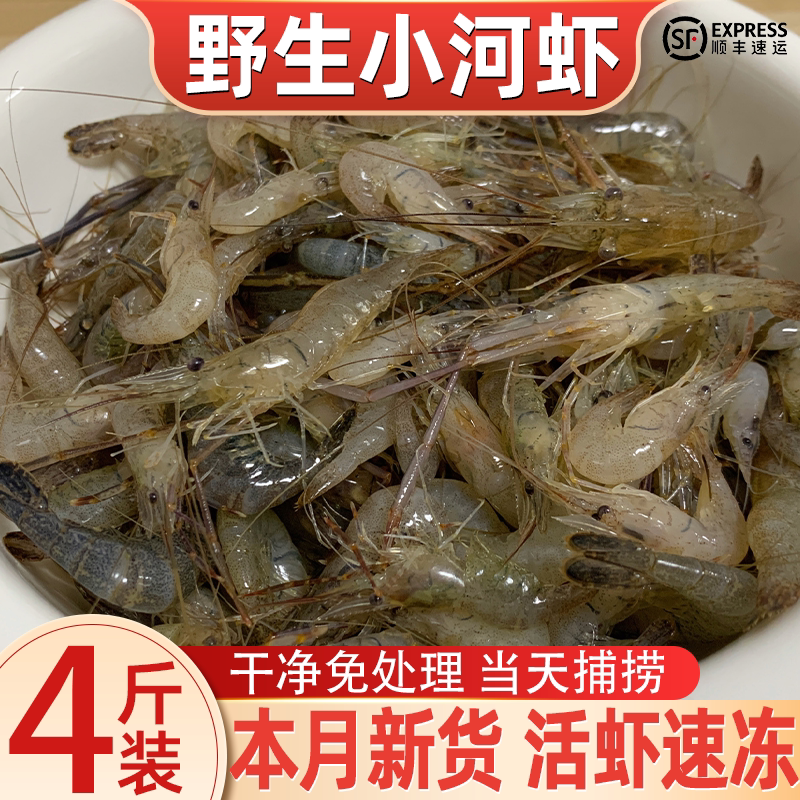 野生小河虾新鲜现捕淡水活虾速冻下酒活冻小草虾青虾小对虾湖虾