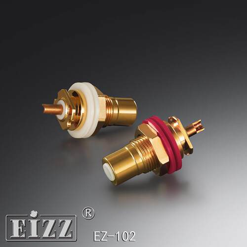 EIZZ 精品RCA信号座特富龙 EZ-102磷青铜镀金莲花插座 音频信号座