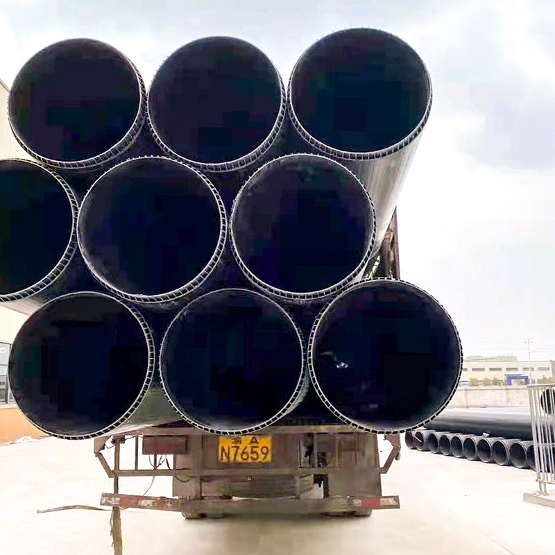 重庆供应轴向中空壁管材pvc双层 黑色塑料大口径排污市政管道