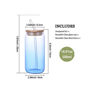 跨境高硼硅玻璃杯套装六只装家用冷饮可乐半透明渐变吸管玻璃杯