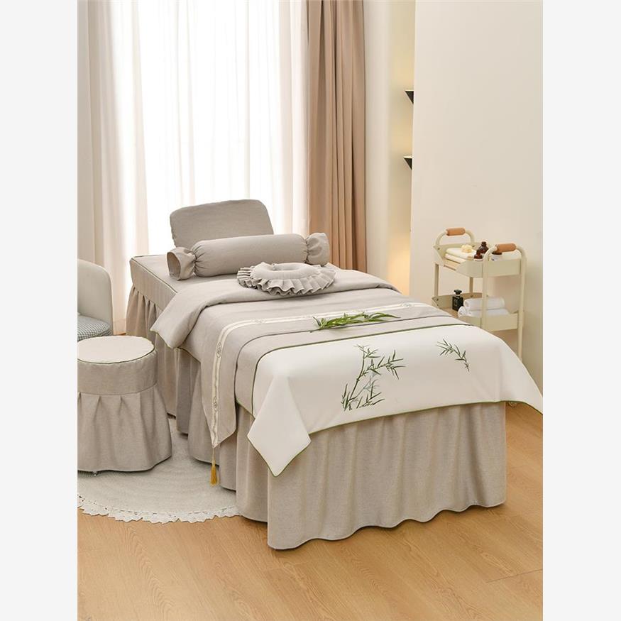 新款棉麻美容床罩四件套高档轻奢美容院中医理疗洗头专用四季通用