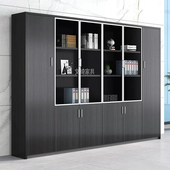 老板办公室文件柜木质档案柜书柜资料柜子带锁黑色背景收纳柜靠墙