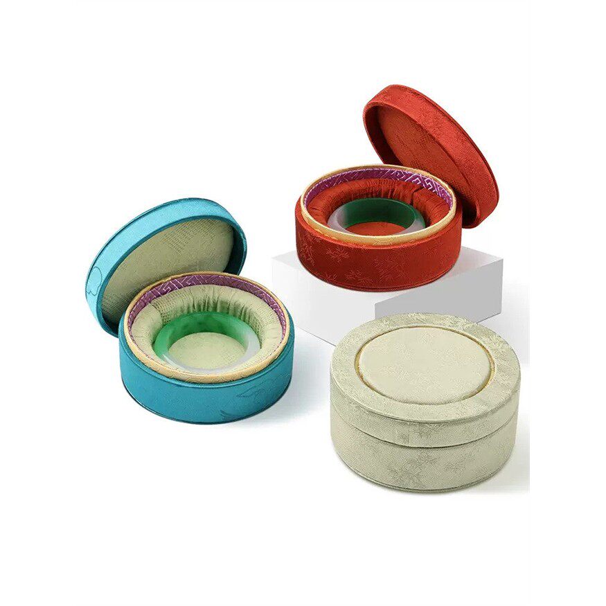 宫廷风圆形手镯盒文玩玉器手串收纳盒手链展示珠宝陈列道具首饰盒