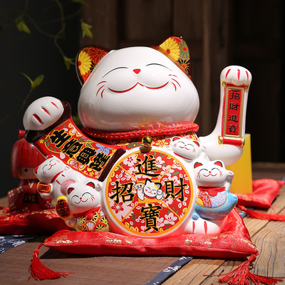 招财猫摆件电动摇手店铺开业w礼品收银台大小号家用自动招手发财