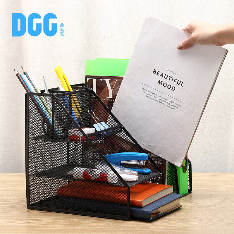 金属铁网文件架子置物架桌面文件夹收纳筐书架立式文件管理架