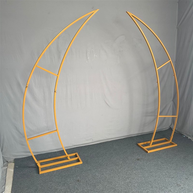 新款婚庆道具拱门铁艺牛角门羊角门户外草坪婚礼花架拱门舞台背景