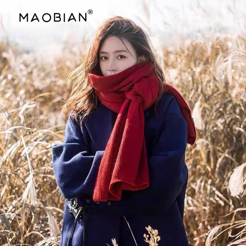 韩系纯色围巾女冬季氛围感红色针织毛线新年生日礼物围脖男高级感,服饰配件/皮带/帽子/围巾,围巾/丝巾/披肩,淘宝优惠券,粉丝福利购,淘宝优惠卷