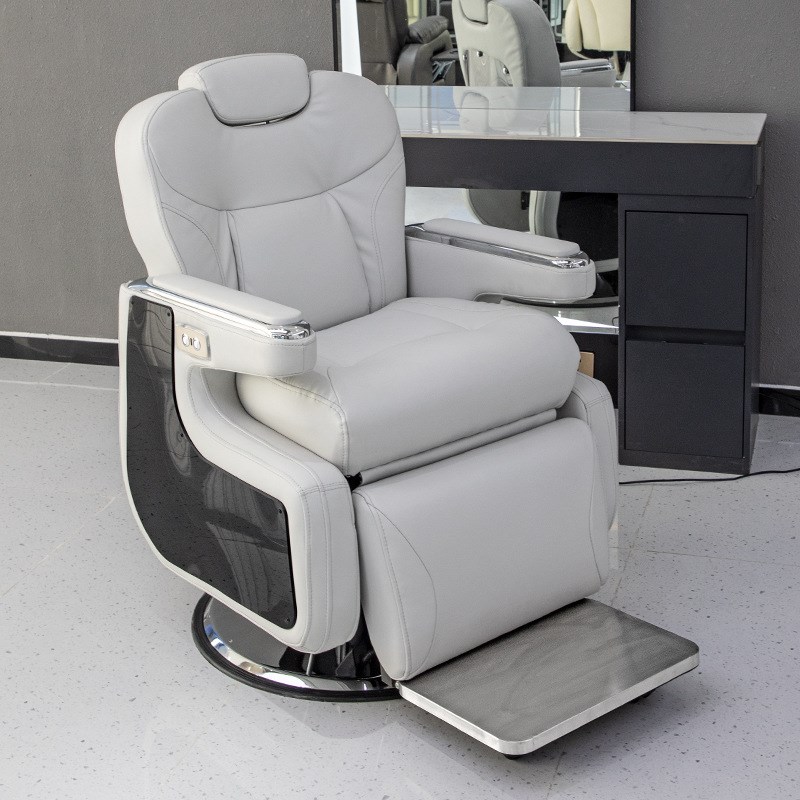 博崛养发馆智能电动放倒椅子旋转升降头枕美发店修面刮胡理发专用