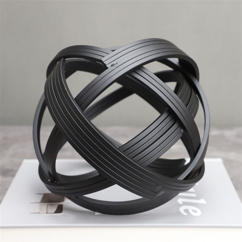 现代简约黑色金属线球样板房售楼部卧室书房客厅餐厅卧室桌面摆件