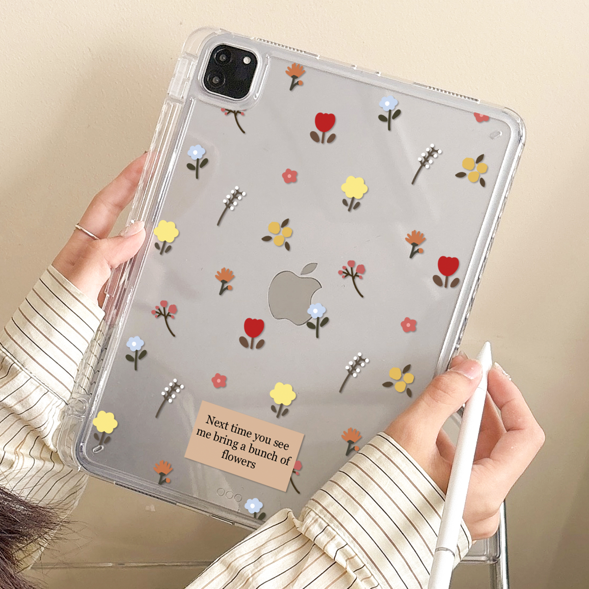 适用苹果平板ipad保护壳Air876Pro无盖亚克力10.9英寸第12十11九8代带笔槽防弯防摔ipad平板保护套彩色小碎花