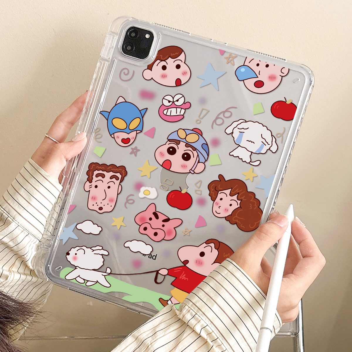 适用苹果平板ipad保护壳Air876Pro无盖亚克力10.9英寸第12十11九8七代带笔槽防弯防摔ipad平板保护套遛狗小新
