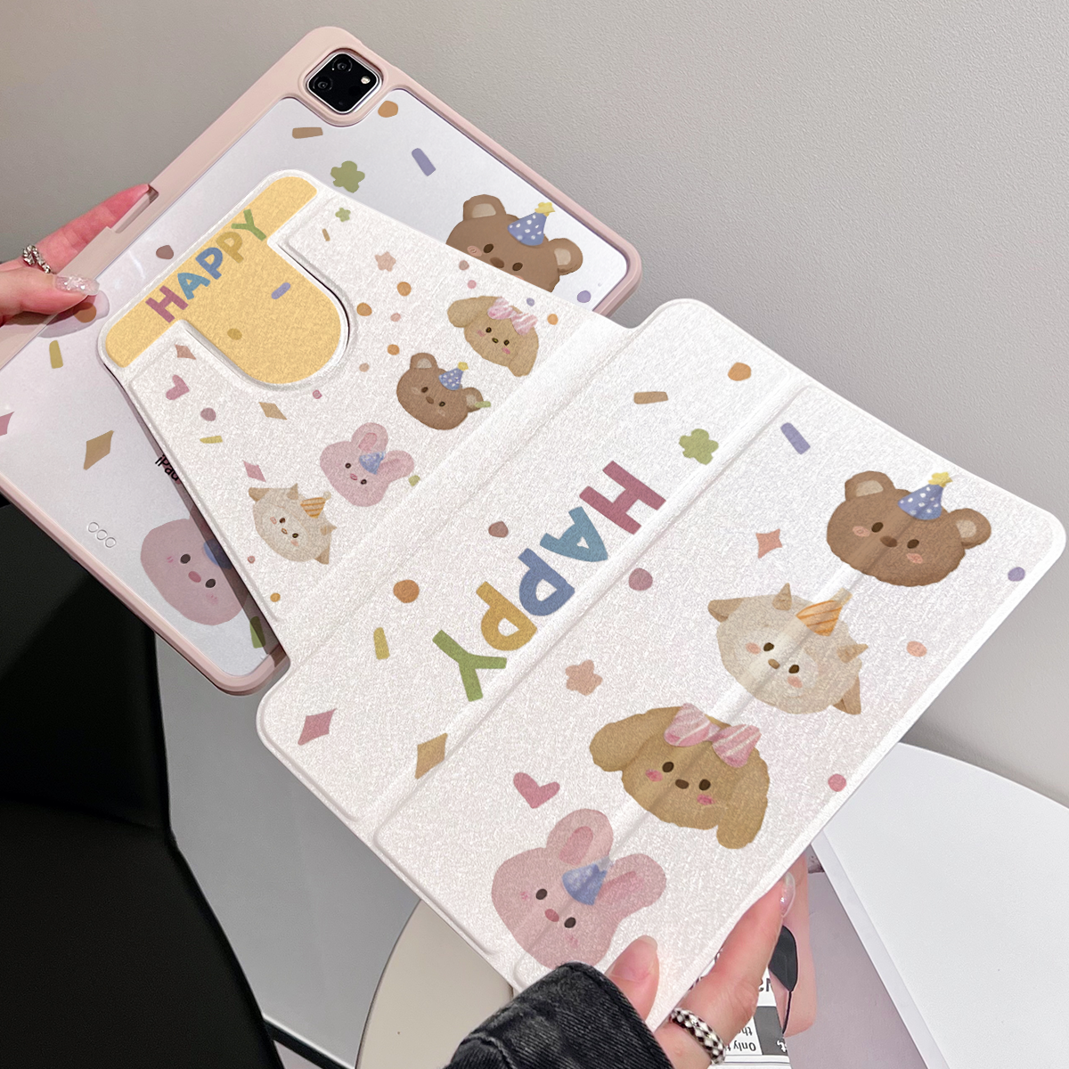 适用苹果ipad pro11保护套air平板带笔槽磁吸三折蚕丝纹全包翻盖式mini防弯防摔亚克力360度旋转iPad保护壳