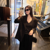 高级感宽松挺括百搭气质休闲小西服 外套女春季 百视旺 黑色西装