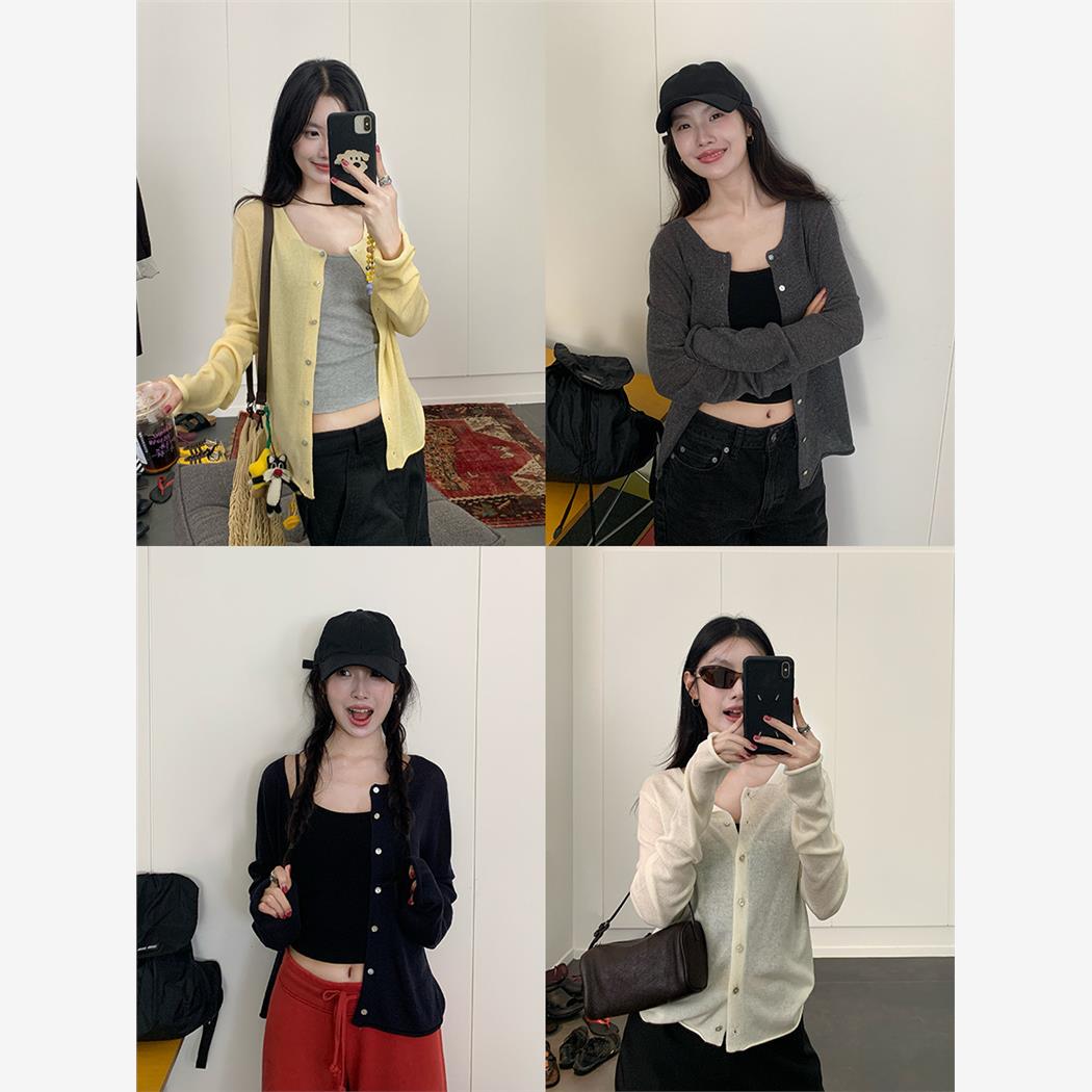 楠涛天丝亚麻轻薄针织开衫女夏季慵懒风上衣新款慵懒感防晒空调衫