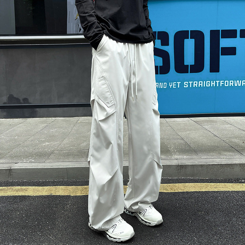 褶皱透气弯刀裤男女款春秋季设计感小众冲锋裤垂感宽松直筒阔腿裤