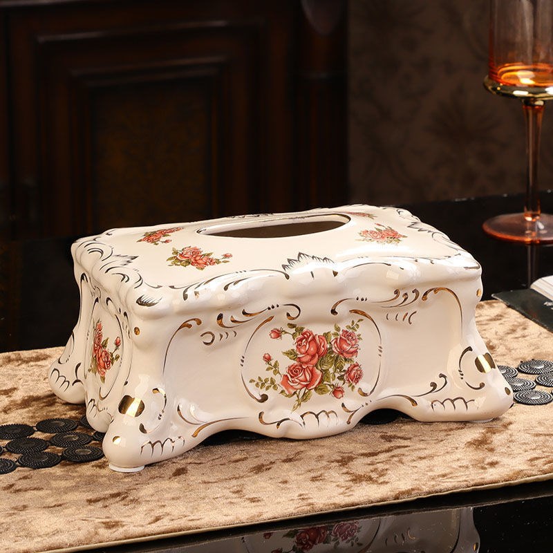 陶瓷纸巾盒家用客厅创意欧式抽纸盒桌面轻奢茶几餐巾纸满减优惠券