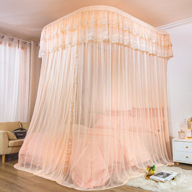 2024新款豪华U型挂壁导轨蚊帐 家用卧室升级双轨加粗加厚支架蚊帐