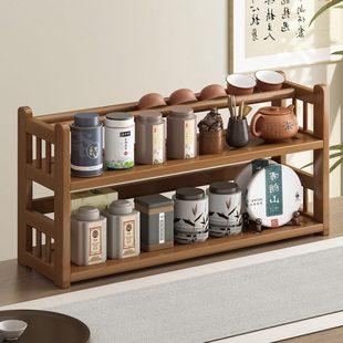 茶具茶台置物架非实木茶叶收纳柜小型紫砂壶摆放架 桌面博古架中式