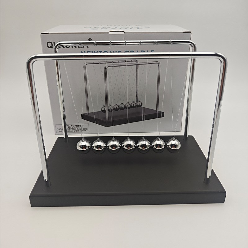 黑色木底座牛顿摆球不锈钢永动球混沌摆碰碰球桌面装饰品创意摆件