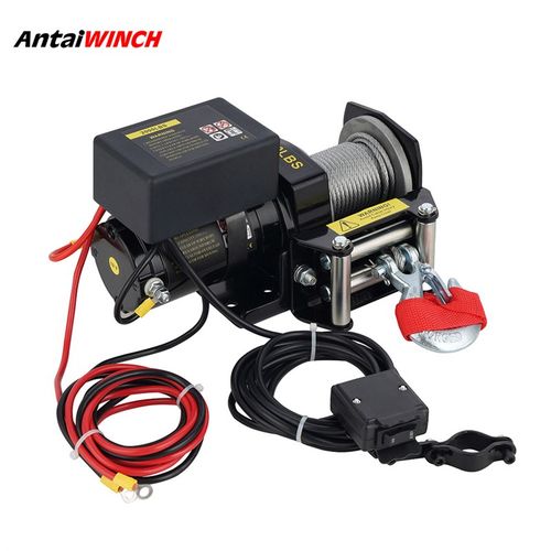热销12v/24v2000磅迷你电动绞盘 直流电绞盘 钢丝绳绞盘