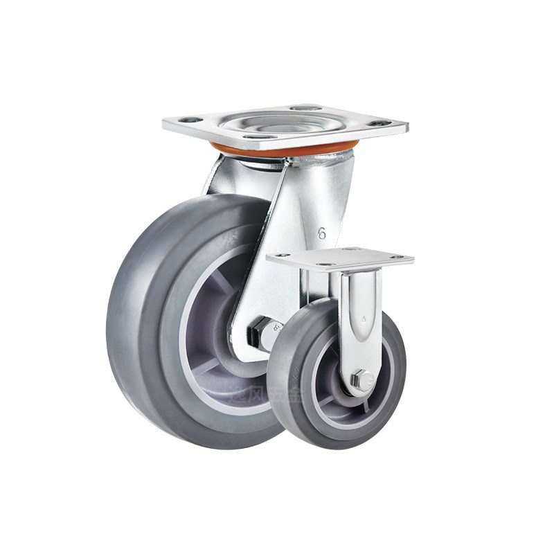 热销4寸5寸6寸8寸重型灰色TPR脚轮车间设备静音万向轮手推车轮子