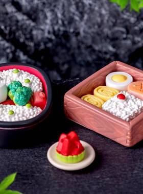 微景观创意仿真食玩饭盒鸡腿三文鱼便当盲袋 DIY饰品迷你树脂摆件